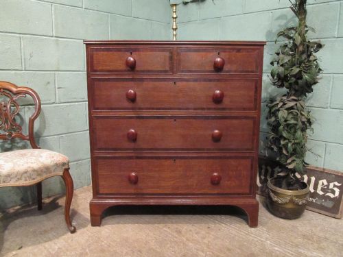 Antique Georgian Regency Oak & Mahogany Banded Chest of Drawers C1820