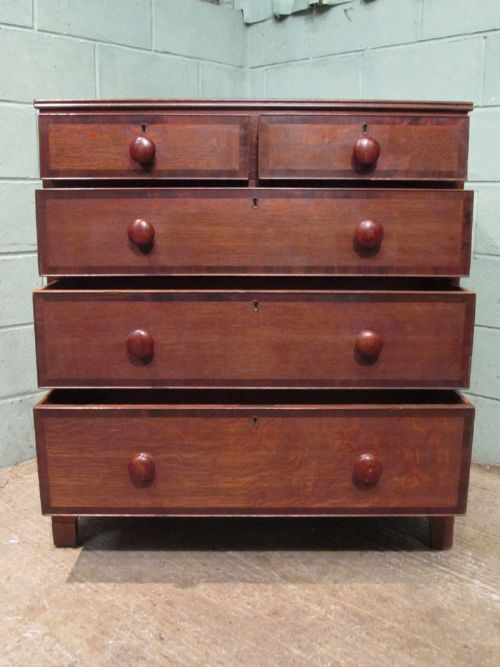 fig 2. ANTIQUE GEORGIAN REGENCY OAK & MAHOGANY BANDED CHEST OF DRAWERS C1820