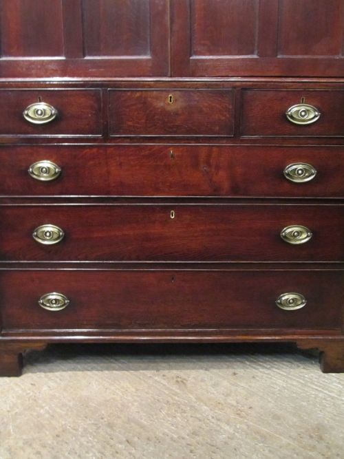 fig 1. ANTIQUE 18TH CENTURY GEORGIAN OAK LINEN CLOTHES PRESS C1760