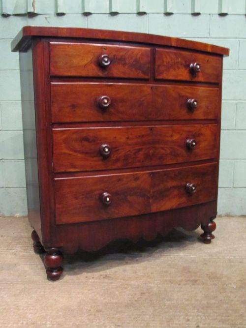 Antique Victorian Mahogany Bow Front Chest of Drawers C1880