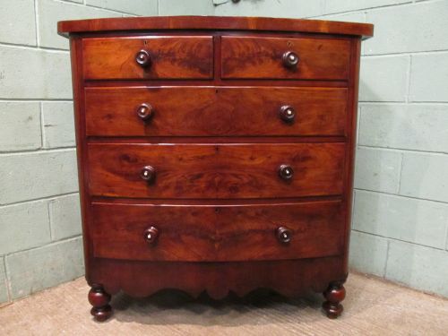 fig 2. ANTIQUE VICTORIAN MAHOGANY BOW FRONT CHEST OF DRAWERS C1880