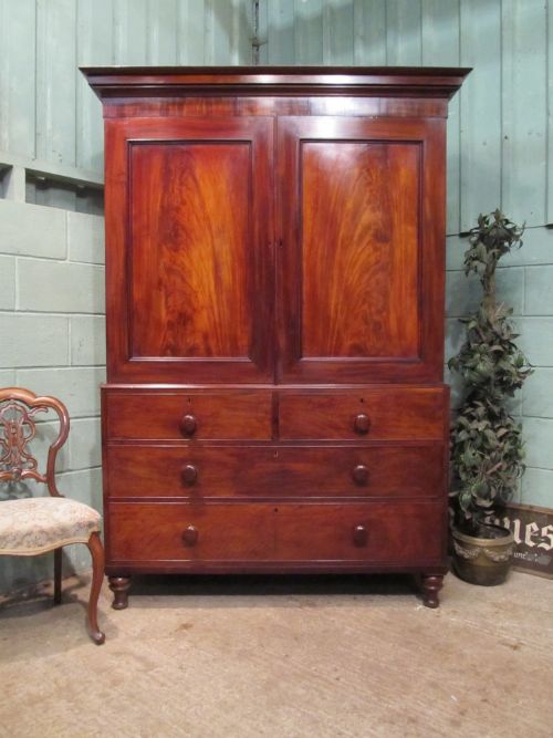 Antique Regency Flamed Mahogany Linen Press C1820