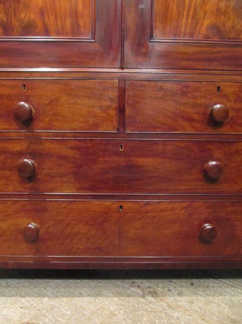 fig 1. ANTIQUE REGENCY FLAMED MAHOGANY LINEN PRESS C1820