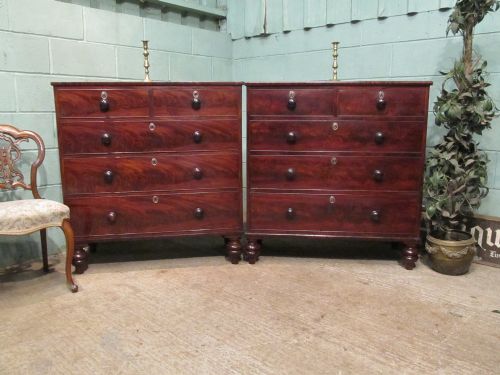 Antique Pair Victorian Mahogany Chests of Drawers C1880