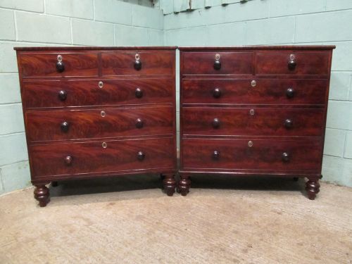 fig 1. ANTIQUE PAIR VICTORIAN MAHOGANY CHESTS OF DRAWERS C1880