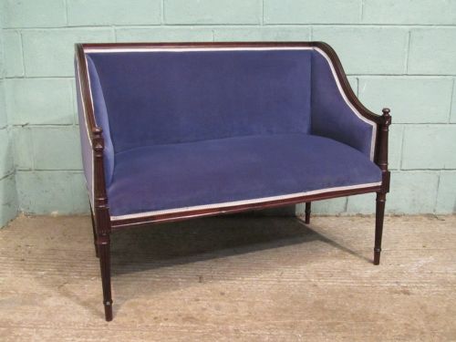 Antique Small Edwardian Mahogany Sofa C1900
