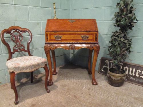 fig 1. ANTIQUE EDWARDIAN WALNUT AND SATINWOOD BUREAU C1900