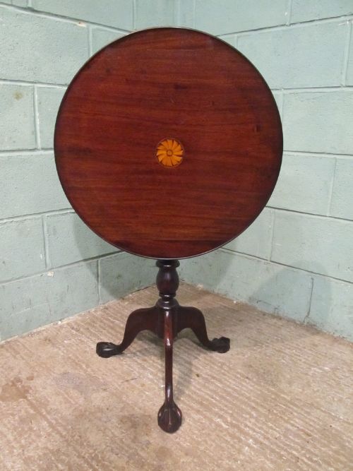 Antique Edwardian Mahogany Inlaid Tilt Top Tripod Table C1900