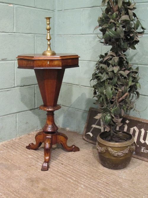 Antique Victorian Burr Walnut Sewing Work Box C1880