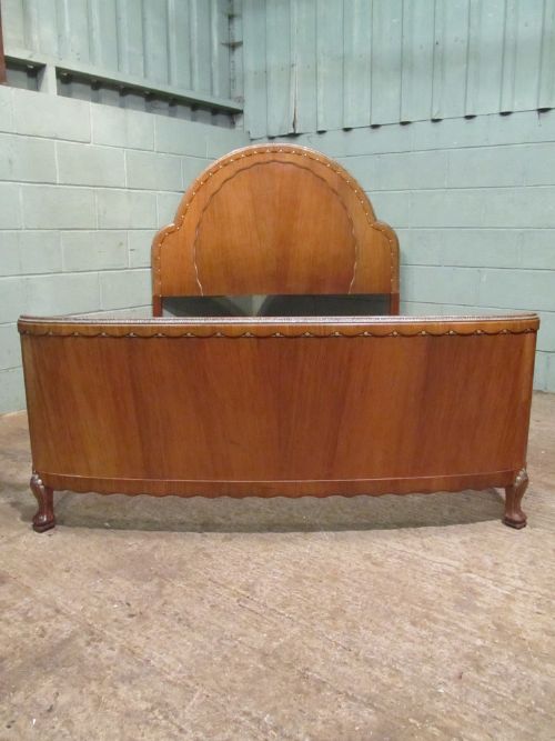 fig 1. ANTIQUE ITALIAN ART DECO WALNUT & GILT 5FT DOUBLE BED C1920