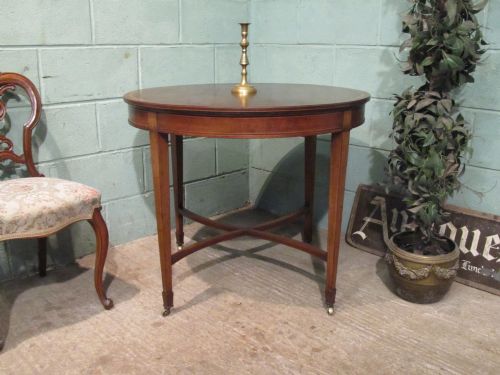 Antique Edwardian Inlaid Mahogany Centre Hall Table C1900