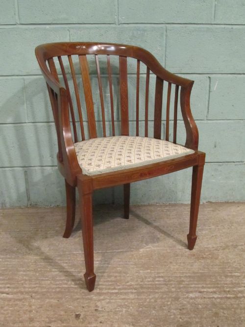 Antique Edwardian Mahogany Tub Desk Chair C1900