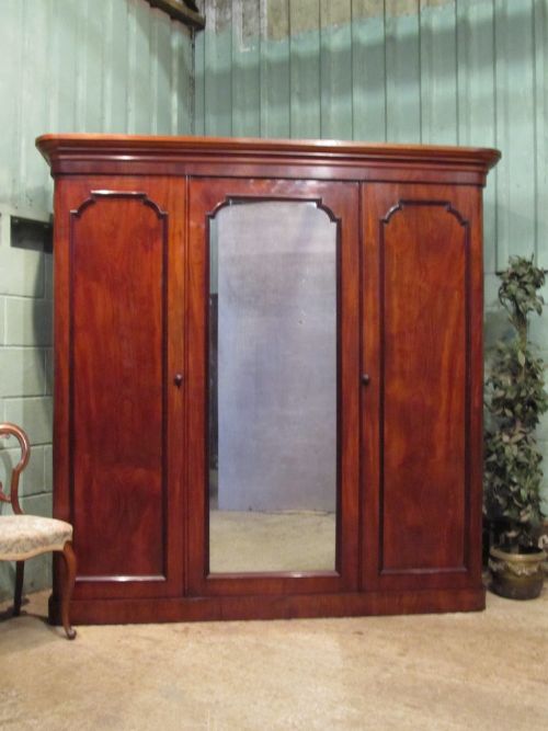 Antique Victorian Mahogany Triple Wardrobe Compactum C1880