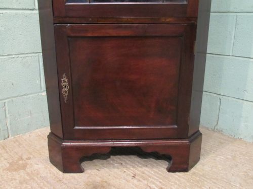 fig 1. ANTIQUE FULL HEIGHT LATE VICTORIAN ASTRAGAL GLAZED MAHOGANY CORNER CABINET C1890