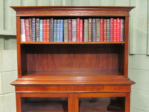 fig 2. UNUSUAL MAHOGANY GLAZED AND OPEN BOOKCASE C1920