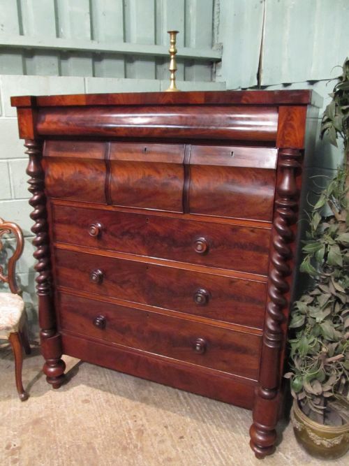 fig 1. ANTIQUE LARGE VICTORIAN MAHOGANY SCOTCH CHEST OF DRAWERS C1860