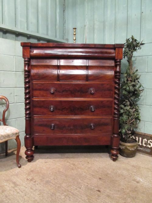 Antique Large Victorian Mahogany Scotch Chest of Drawers C1860
