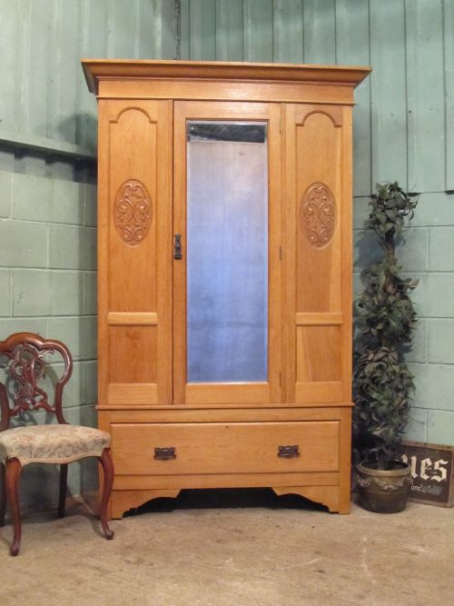 Antique Edwardian Single Oak Wardrobe by Ray & Miles Liverpool C1900