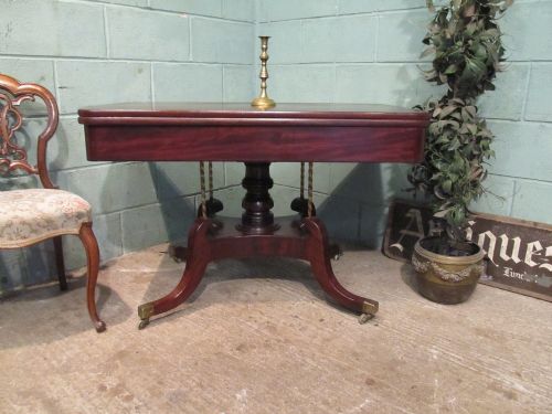 Antique Irish Regency Mahogany Fold Over Dining Table Seats 6 C1820
