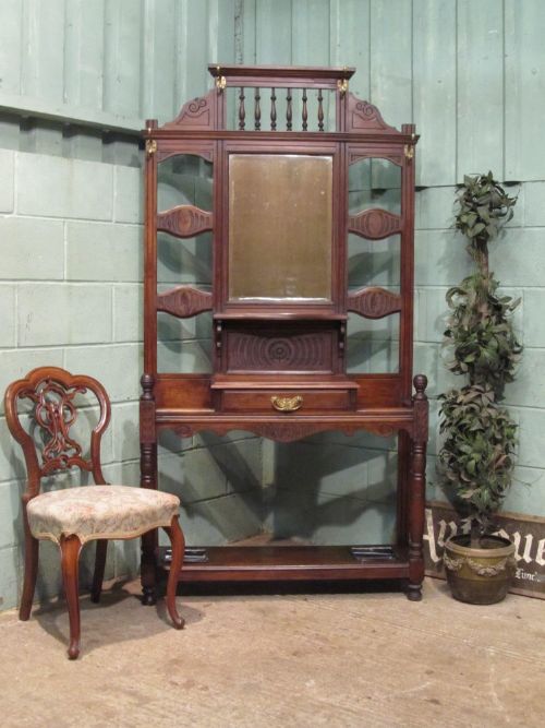Antique Edwardian Mahogany Hall Stand C1900
