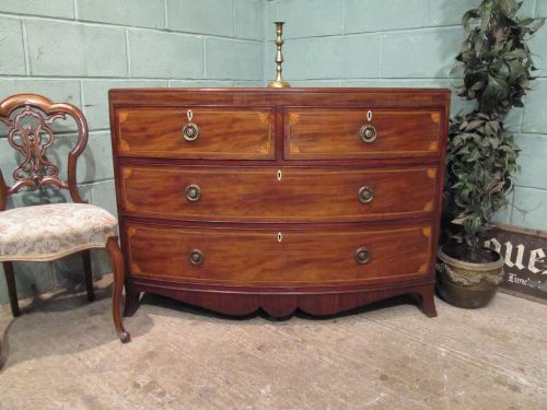 Antique Regency Inlaid Mahogany Bow Front Chest of Drawers C1820