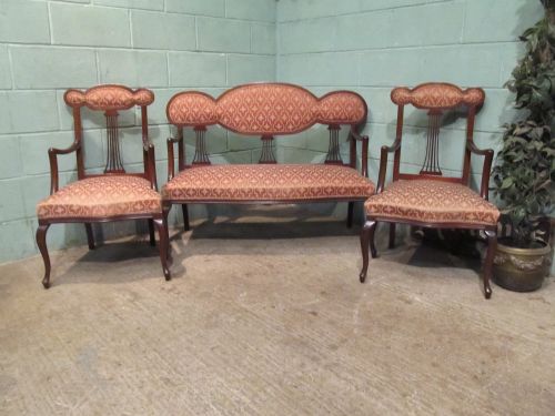 Antique Art Nouveau Mahogany Salon Suite C1890