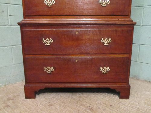 fig 1. ANTIQUE 18TH CENTURY WELSH PERIOD OAK CHEST ON CHEST OF DRAWERS C1780