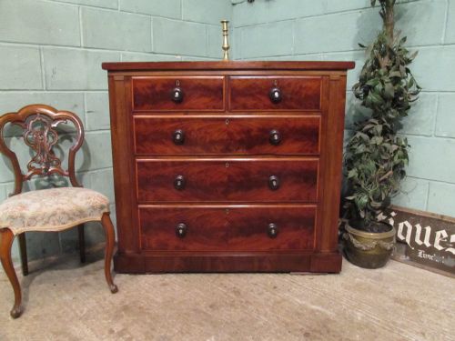 Antique Victorian Flamed Mahogany Chest of Drawers C1880