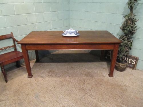 fig 1. ANTIQUE ARTS & CRAFTS SOLID OAK DINING TABLE SEATS 8 C1900