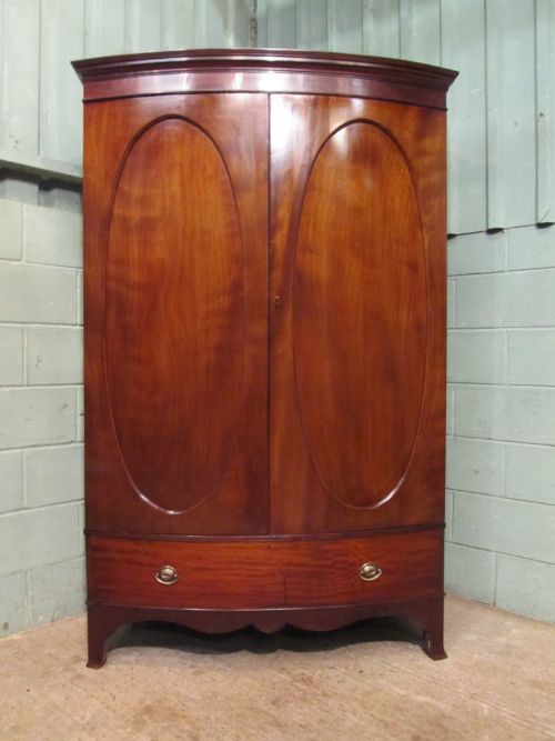fig 1. ANTIQUE VICTORIAN MAHOGANY BOW FRONT DOUBLE WARDROBE C1890