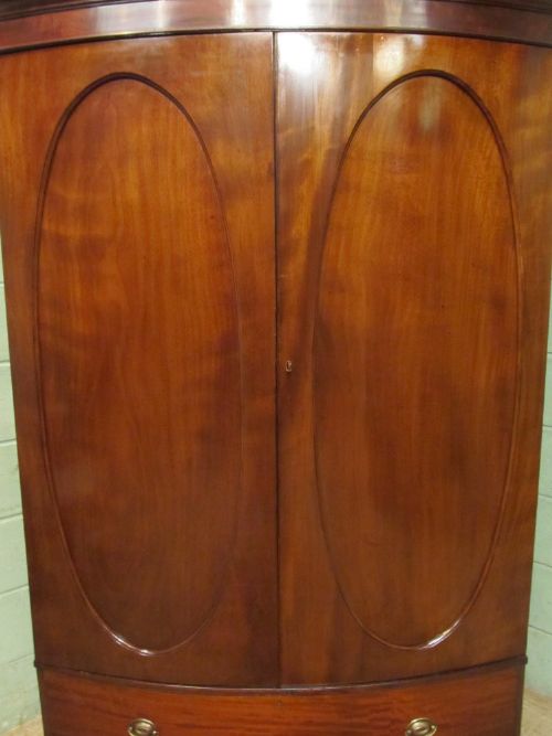 fig 2. ANTIQUE VICTORIAN MAHOGANY BOW FRONT DOUBLE WARDROBE C1890
