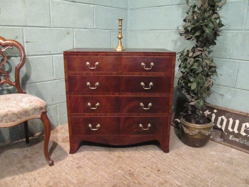 Antique Victorian Flamed Mahogany Dwarf Chest of Drawers C1880