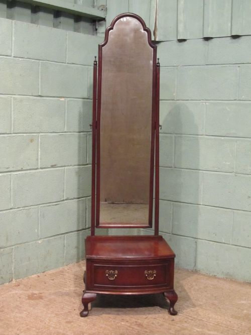fig 1. ANTIQUE MAHOGANY CHEVAL MIRROR C1920