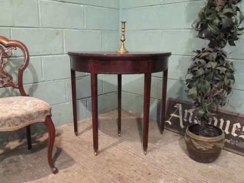 Antique Edwardian Mahogany Demi Lune Fold Over Games Table C1900