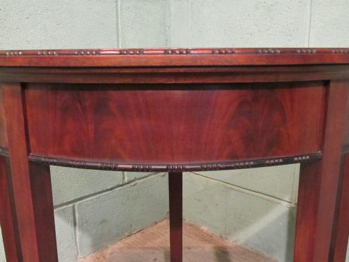 fig 1. ANTIQUE EDWARDIAN MAHOGANY DEMI LUNE FOLD OVER GAMES TABLE C1900