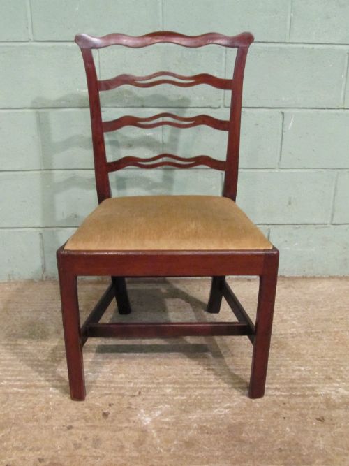 fig 1. ANTIQUE SET SIX VICTORIAN MAHOGANY LADDER BACK DINING CHAIRS C1880