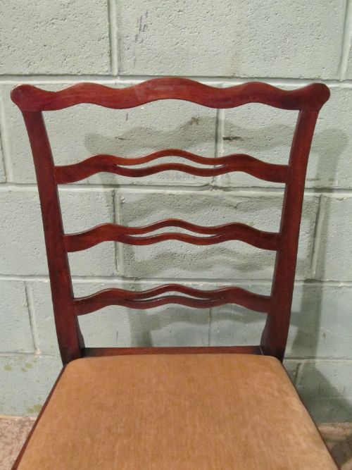 fig 2. ANTIQUE SET SIX VICTORIAN MAHOGANY LADDER BACK DINING CHAIRS C1880