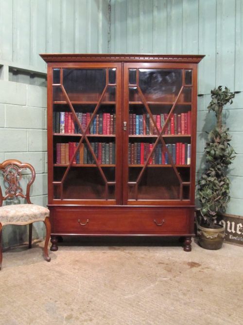 Antique Late Victorian Astragal Glazed Mahogany Bookcase C1890