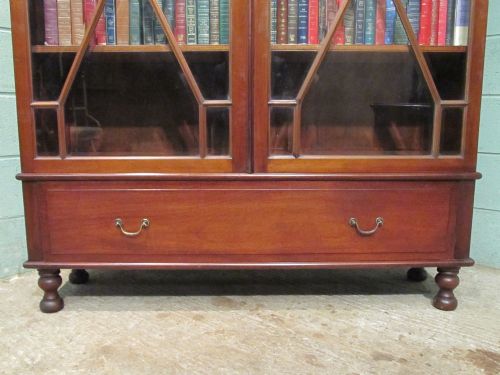 fig 2. ANTIQUE LATE VICTORIAN ASTRAGAL GLAZED MAHOGANY BOOKCASE C1890