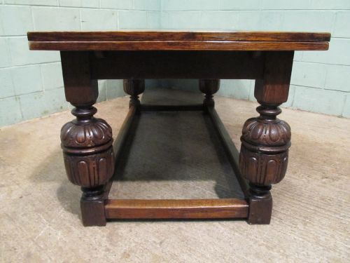 fig 1. ANTIQUE VICTORIAN OAK DRAW LEAF EXTENDING REFECTORY DINING TABLE SEATS 12 C1880