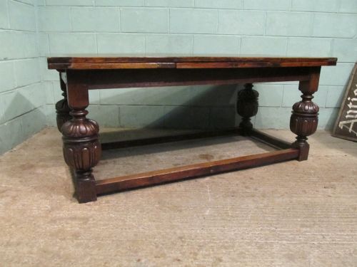 fig 2. ANTIQUE VICTORIAN OAK DRAW LEAF EXTENDING REFECTORY DINING TABLE SEATS 12 C1880