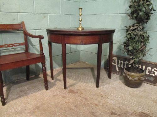 Antique Georgian Oak Demi Lune Fold Over Tea Table C1780