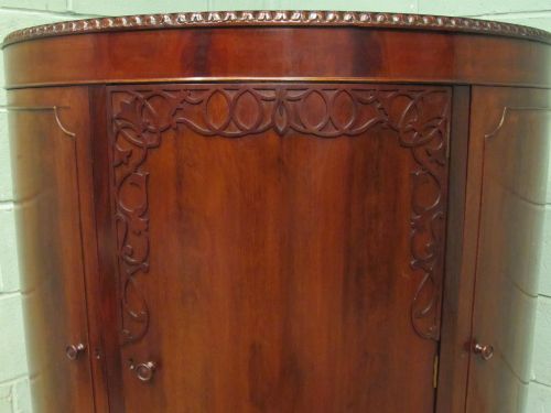 fig 2. ANTIQUE EDWARDIAN MAHOGANY BARREL FRONTED CORNER CUPBOARD C1900