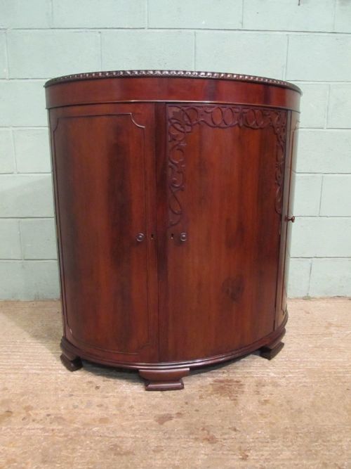 fig 1. ANTIQUE EDWARDIAN MAHOGANY BARREL FRONTED CORNER CUPBOARD C1900