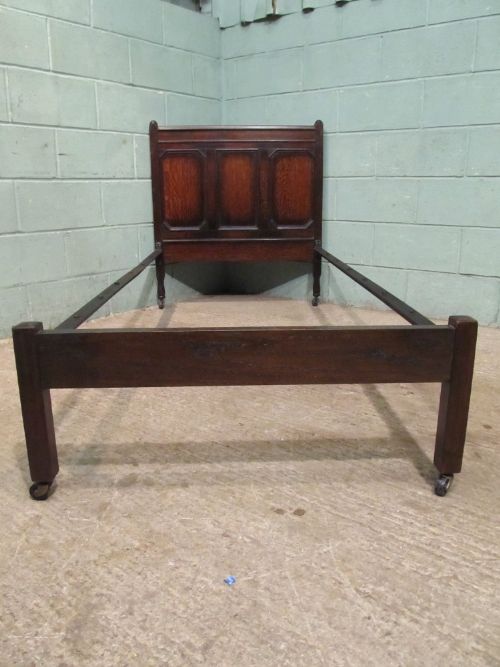fig 1. ANTIQUE PAIR EDWARDIAN OAK SINGLE BEDS C1900