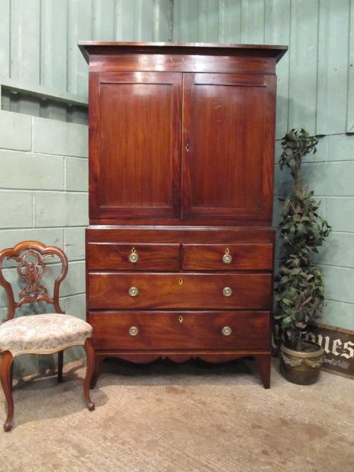 Antique Georgian Regency Mahogany Linen Press C1820