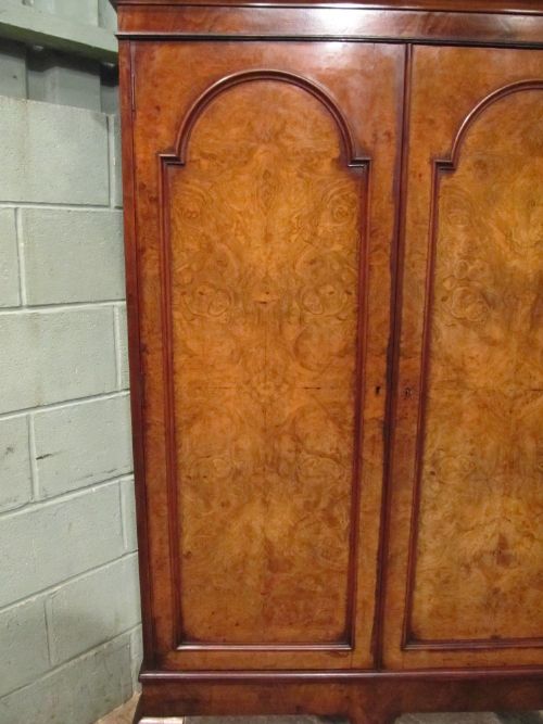 fig 2. ANTIQUE EDWARDIAN BURR WALNUT TALL BOY WARDROBE C1900