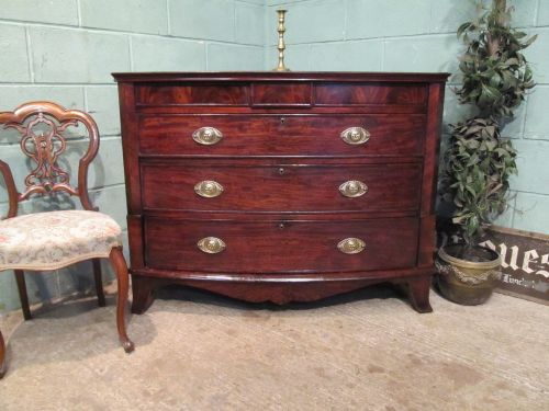 Antique Regency Flamed Mahogany Bow Front Chest of Drawers C1820