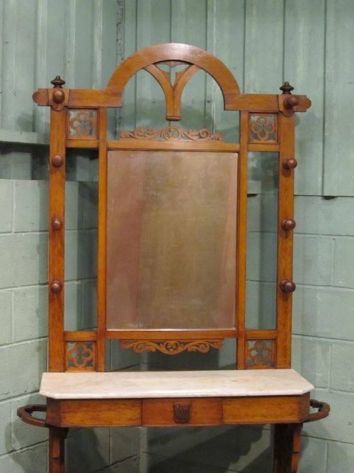 fig 2. ANTIQUE VICTORIAN OAK AND MARBLE HALLSTAND C1890
