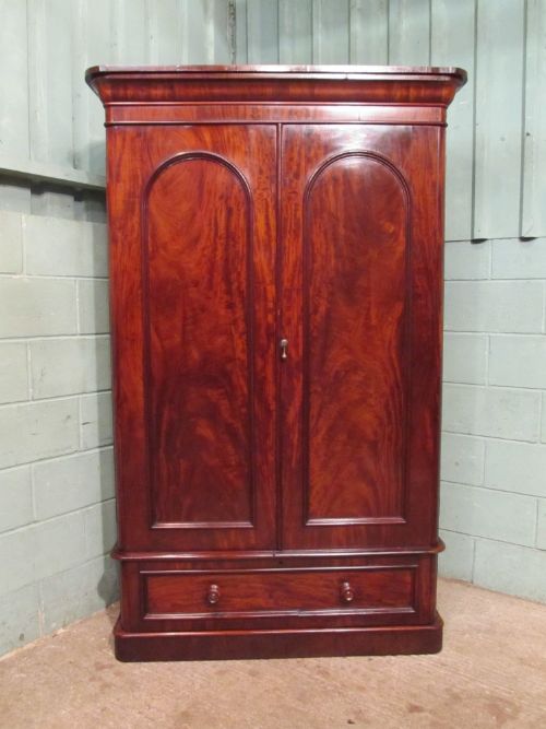 fig 1. ANTIQUE VICTORIAN FLAMED MAHOGANY DOUBLE WARDROBE C1880